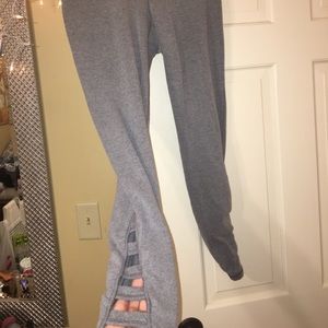 grey, cut out ankle, athletic leggings
